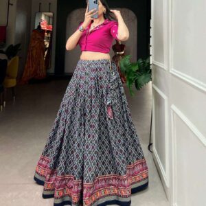 Women's Printed Ethnic Lehenga Choli Set with Embroidered Blouse ? Stylish Festive Wear